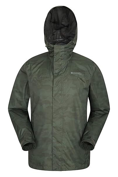 Mountain Warehouse Torrent Bedruckte Herrenjacke - wasserfeste Regenjacke, versiegelte Nähten, leicht, Seitentaschen - für So
