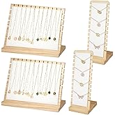 YEXEXINM 4pcs Jewelry/Necklace Display Stands, Wood Pendant Necklace Holder Necklace Display Storage Jewelry Display Rack Organizer, Tabletop Display Boards for Home or Shop Sell Show