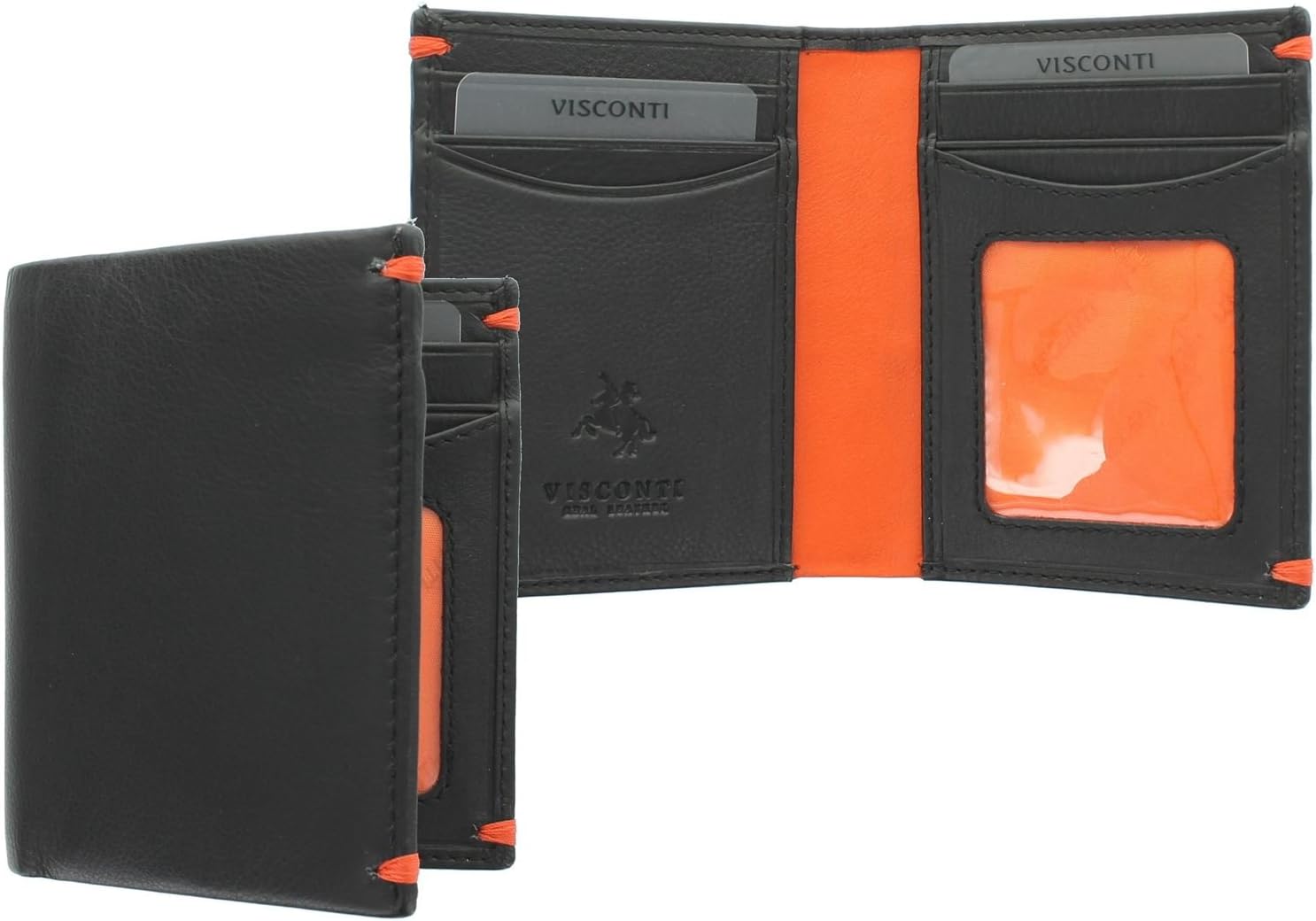 VISCONTI Alpine Collection Compact Slim Gents Leather Wallet RFID Blocking AP60 Black/Orange