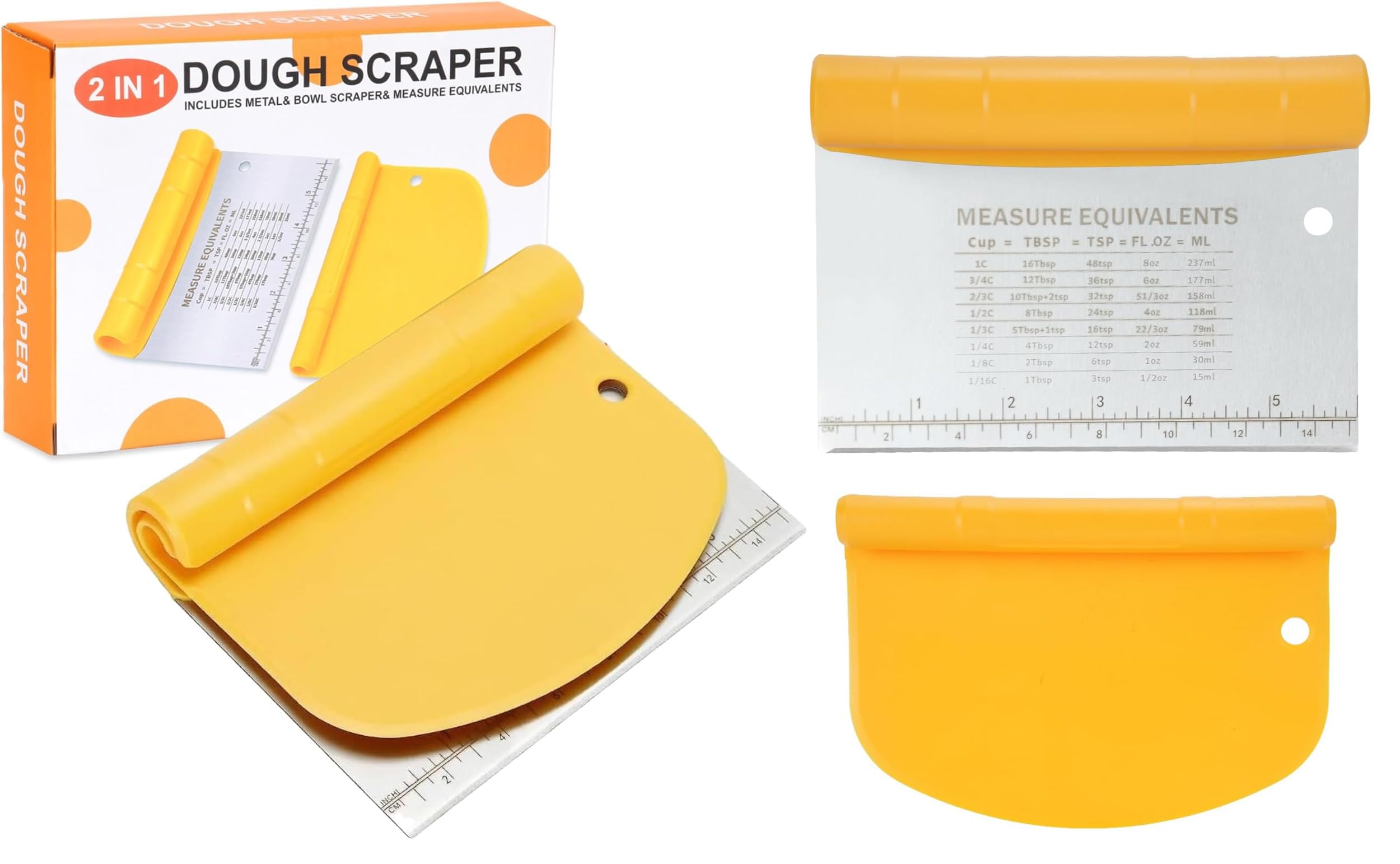 Kronwahl Optimal Dough Scraper Set, Stainless Steel & Plastic, Multi-Purpose Kitchen Helper