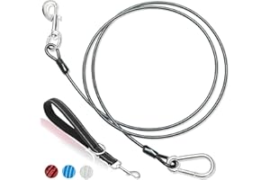 PAWNISAW Short Dog Leash - Chew Proof 5 FT Dog Tie Out Cable with Reflective Soft Padded Handle for Training Walking Running Hiking Camping - Heavy Duty Lead Strong Dog Cable for Small Medium Large Dog