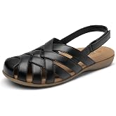 Rihero Women's Comfortable Closed Toe Fisherman Flat Sandals | Arch Support Walking Sandals,Adjustable Hook-and-Loop Strap, Anti-Slip,Idea for Summer Outings,Daily Wear