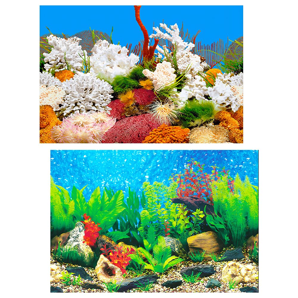 yueXinCh Aquarium Background Underwater Poster Double-sided Pattern Fishbowl Stickers Fish Tank Wall Decorations Sticker PVC Coral Aquarium Decor Backgrounds Underwater Poster 42 * 30 cm