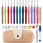 Mayboos 13 Pcs Crochet Hooks Set, 2mm(b)-10mm(n) Crochet Hooks Set | 38 Pack Ergonomic Crochet Hooks Set, Crochet Starter Kit, Crochet Needle for Arthritic Hands with Storage Case for Beginners