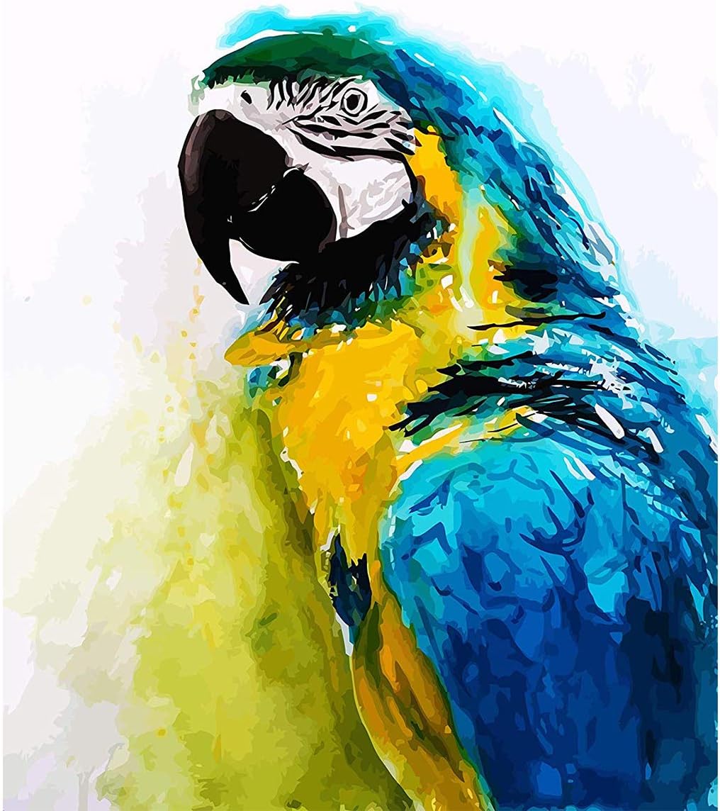 5D Diamond Painting by Number Kits for Adults, Blue Yellow Parrots Diymood Painting Paint with Diamonds Arts Full Drill DIY for Home Wall Bedroom Decor Craft 40x50 cm