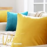 Deconovo Velvet Cushion Covers 50x50 cm Set of 2 Serin Yellow view 2
