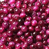 LAIDANLA Rose Pink Tiger Eye Stone 8mm Natural Stone Beads Round Loose Gemstone Beads for DIY Bracelet Necklace Earrings Jewelry Making Polishing Beading Crystal 96PCS 2 Strand 32"