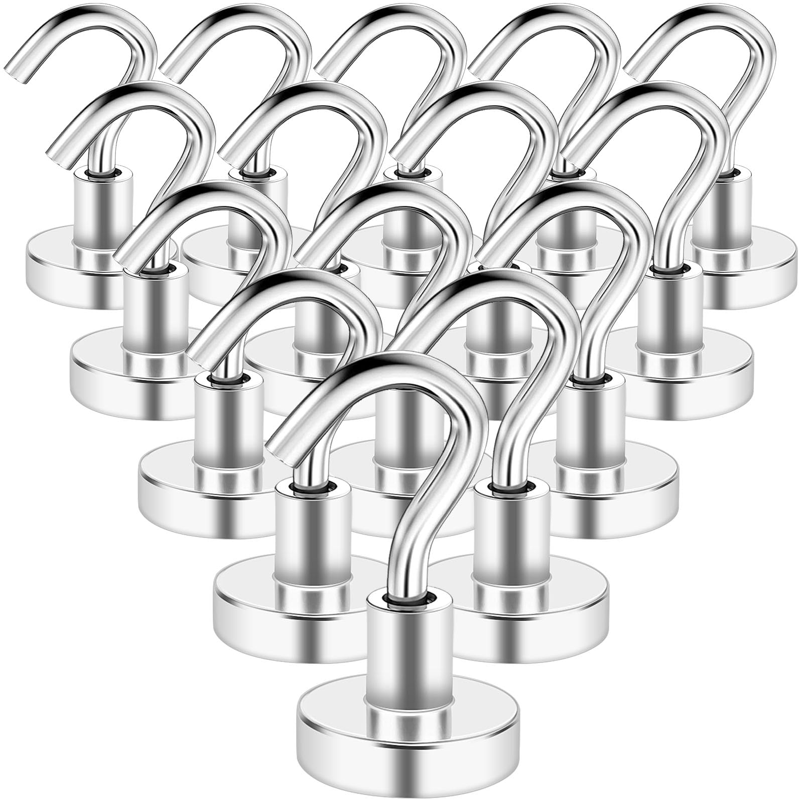 Swihorab Magnetic Hooks, 14 Pack Strong Heavy Duty, 22lb+ Neodymium Magnets, 16 mm Metal for Cruise, Kitchen, Fridge, Hanging, Ceiling