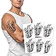 6-Sheet Arm Temporary Tattoos with Mysterious Cross, Waterproof Fake Tattoo Stickers for Men Arm Body Chest Art, Long Lasting Realistic