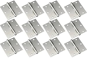 Zion 3 Inch Door Hinges Satin Silver Square 3x3 - Bundles (12 Pack)