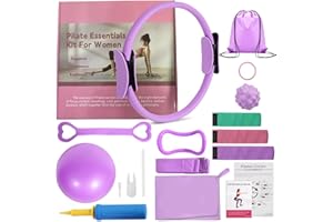 LENGAMPLAY Pilates Ring Set with Resistance Bands– Anti-Slip Magic Circle Pilates Ring for Home Workouts, Full-Body Toning, Strength Training for Women 14PCS