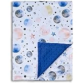 Donsonny Baby Blankets for Unisex Boys Girls, Super Soft Nursery Minky Blankets, 30 x 40 inch Outer Space Printed Bed Throws Newborn (Color Planet)