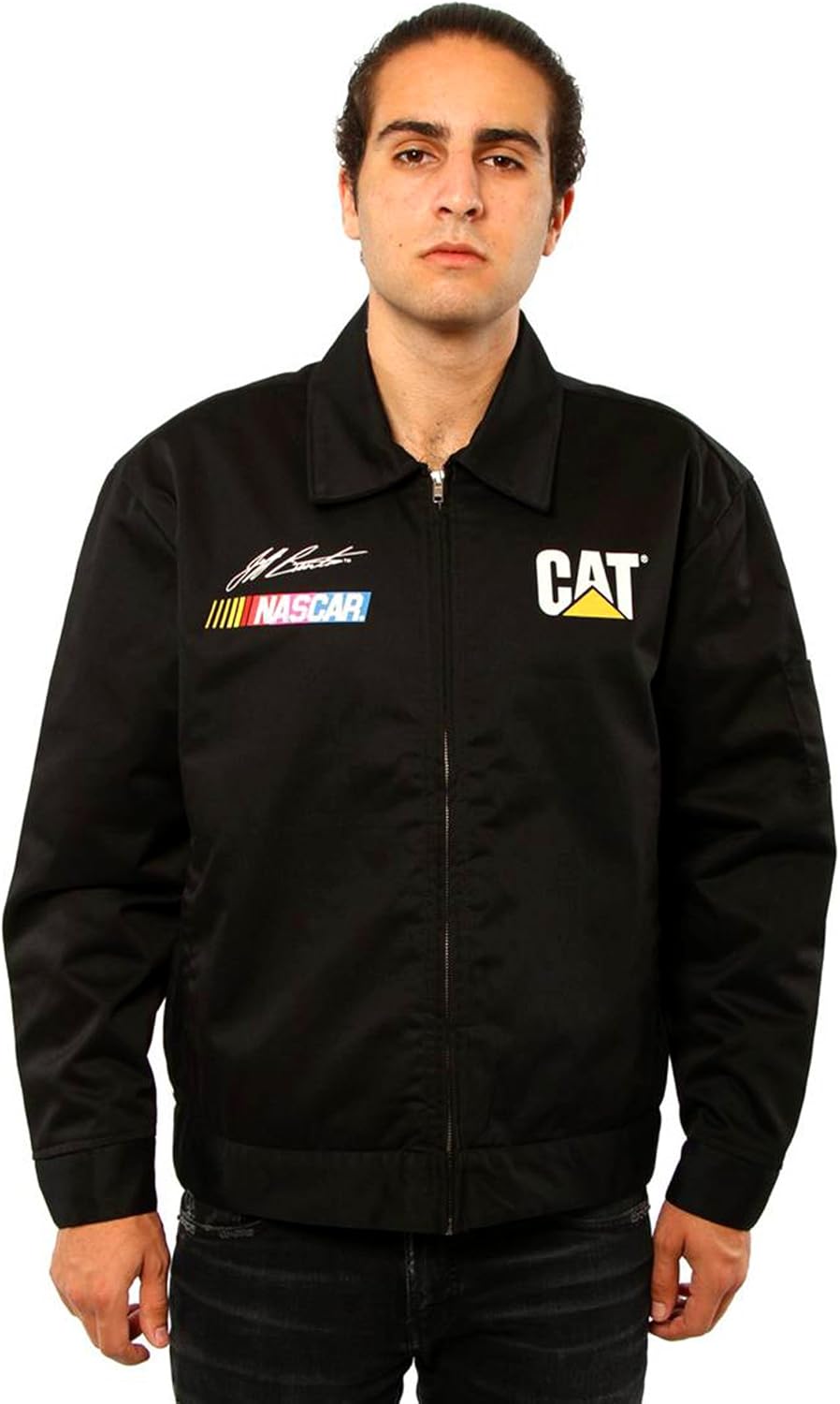 Men’s Nascar Jeff Burton Caterpillar Racing Mechanic Black Jacket Fan