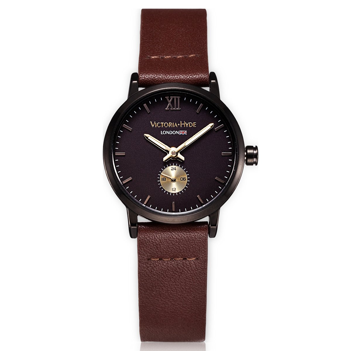 VICTORIA HYDE Retro Elegant Small Dial Quartz Watches for Women Replaceable Genuine Leather Strap Mother's Day Gifts