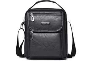 Hjkiopc Zipper Buckle Leather Messenger Bag Crossbody Shoulder Bag Vintage Handle Bags