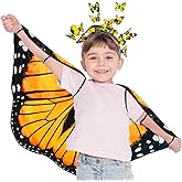 iROLWIN Double Sided Kids Butterfly Wings for Toddler Girls Fairy Dress Up Costume Butterfly Cape Headband Halloween Gifts