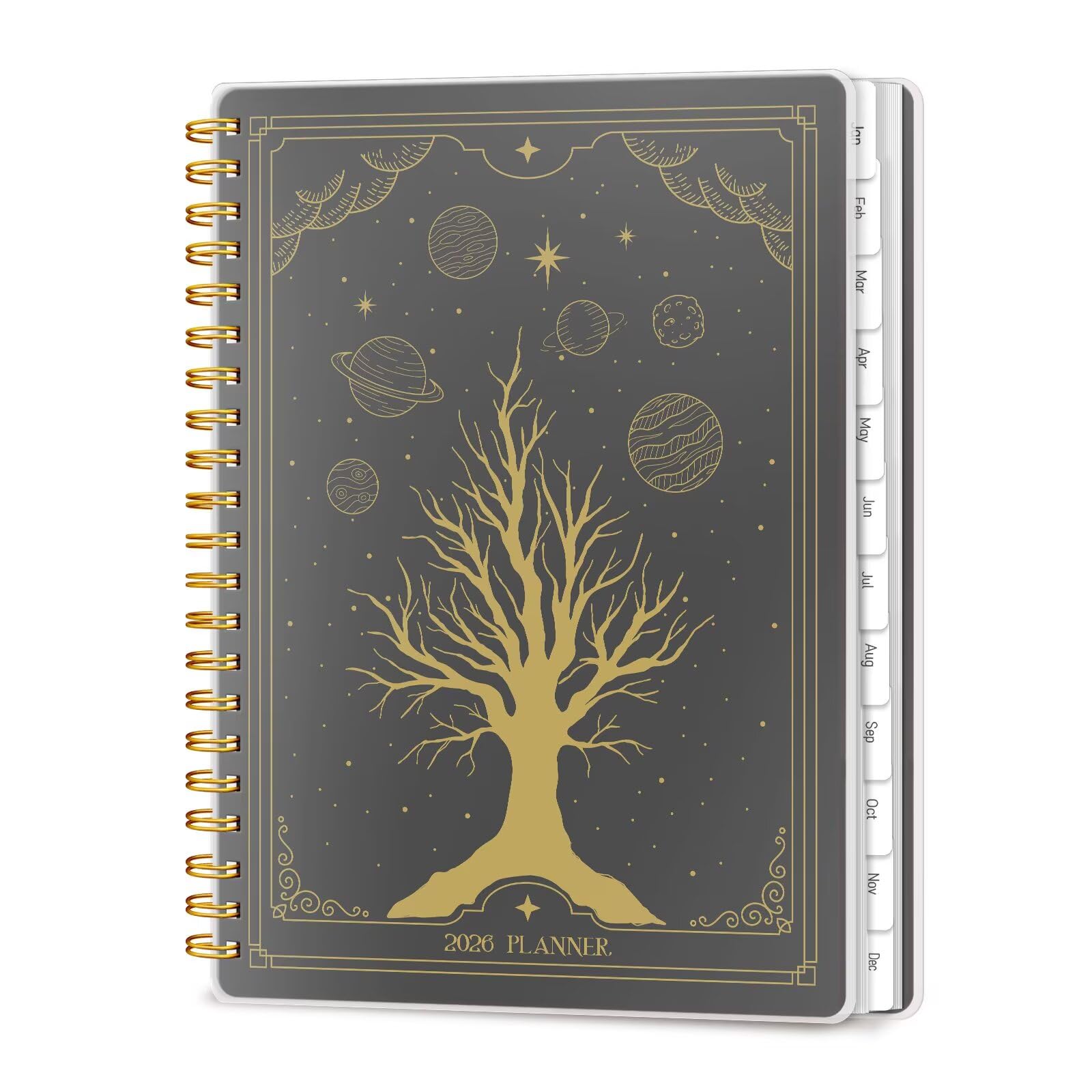 Photo 1 of 2026 Planner, Weekly and Monthly Planners with Tabs, A5 Spiral Bound Daily Calendar 2026 Planner, 12 Month Agenda Organizers from Jan. to Dec., Flexible Cover Appointment Book(Tarrow Tree)