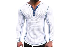 YSERB Waffle Hoodie Men Long Sleeve Polo Hoodies Texture Knit Hooded Sweatshirt Gym Muscle Fit T Shirts Workout Pullover Tops
