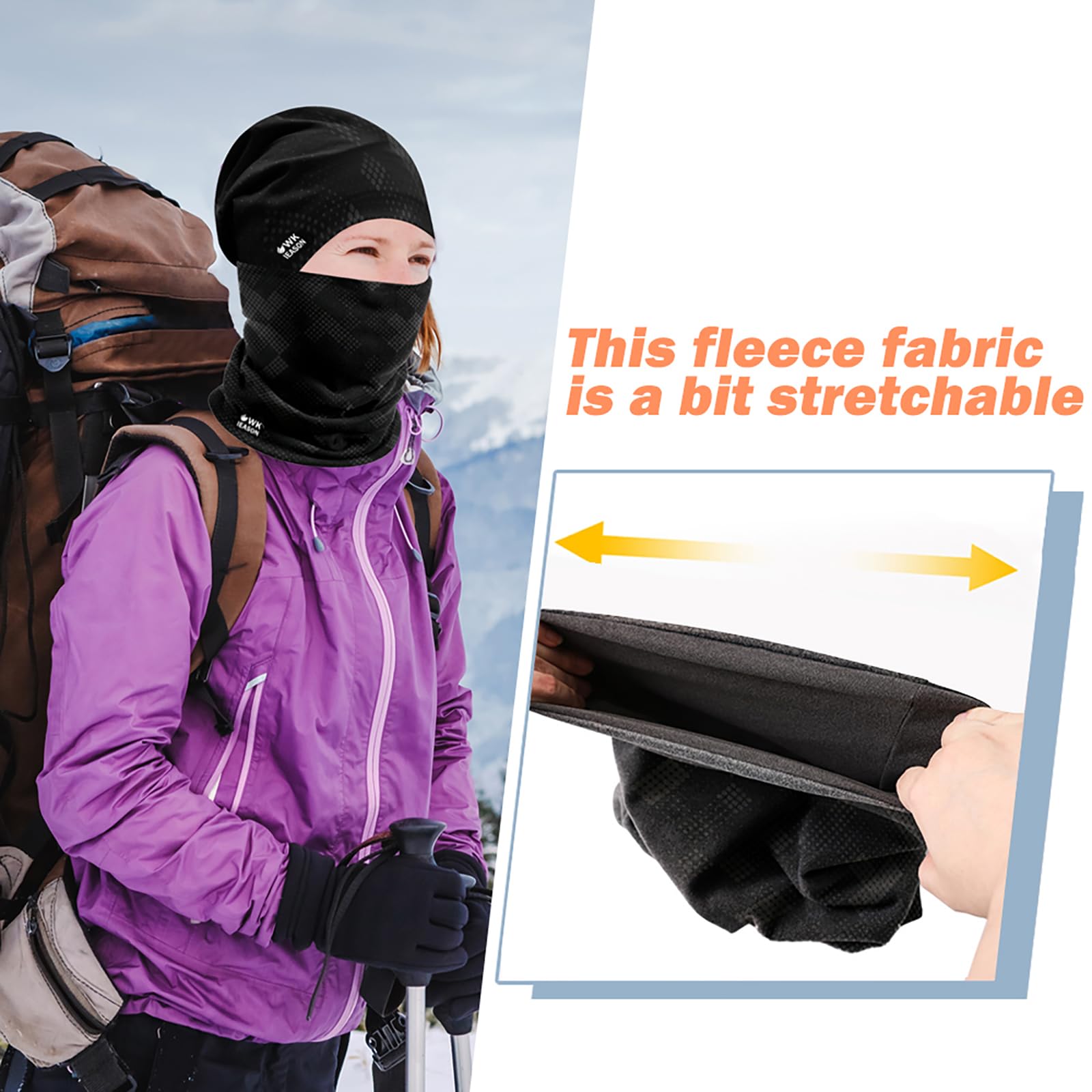 WK IEASON Winter Thermofleece Mütze Halswärmer Set, Winter Laufmütze und Thermosnoods, Unisex Schal und Fleece Mütze für Laufen Joggen Skifahren Radfahren Snowboarden Klettern Outdoor Sport 4