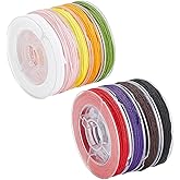 PH PandaHall 9 Color 0.8mm Nylon Beading String Chinese Knotting Cord Braided Thread Bracelet String Kumihimo Macrame Thread String Blinds String for Friendship Christmas Jewelry Making, 67 Yards