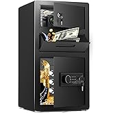 kavey 6.0 Cub Drop Safe for Business, Deposit Box with Drop Slot & LCD Keypad, Money Box with Dual Alarm & Mute Function, Large Safe for Vaulables, Home, Office