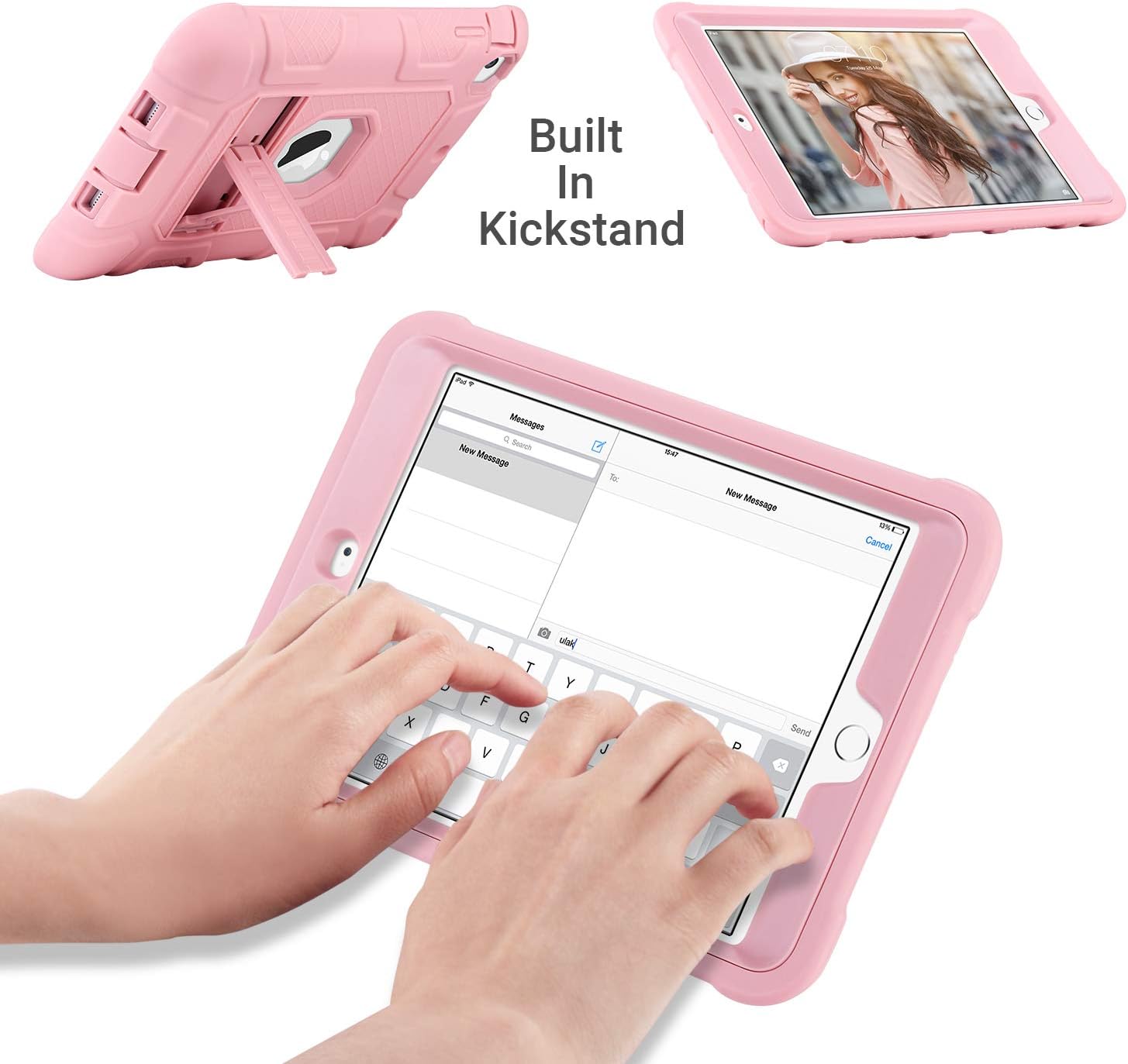 ULAK iPad Mini 1/2/3 Case, Armor Series 3 in 1 Heavy Duty Shockproof Protective Cover With Kickstand - Image 5