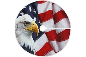 BOCCSTY North American Bald Eagle on American Flag 36inch Christmas Tree Skirt Xmas Tree Skirts Tree Mat Xmas Decorations Tree Skirt Pad for Holiday Party Home Indoor Outdoor Ornaments