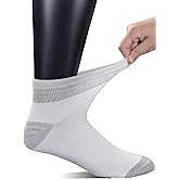 Yomandamor Mens Coolmax Ankle Wide Stretched Diabetic Socks with Seamless Toe,5 Pairs