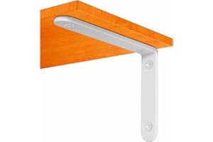YIKOUJIS 4 Pcs Shelf Bracket,6 Inch White Heavy Duty Floating Shelves Brackets Metal L Wall Bracket for Shelves - Wall Mounted Support for DIY with Screws