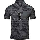 MoFiz Men's Camo Polo Golf Shirt Hiking Dry Fit Short Sleeve T-Shirts Pique Collared Polo Jersey