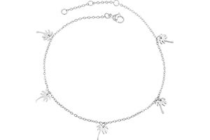 Lauren-Spencer Palm Tree Anklets for Women Silver Gold Plated Beach Ankle Bracelets Palm Tree Charm Anklet Adjustable Boho Summer Foot Jewelry for Women Teen Girls Beach Jewelry