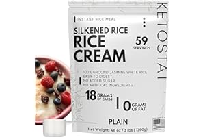 KETOSTAT Rice Cream 3 LB, Plain Jasmine White Rice Hot Rice Cereal Scoop Included - 48 oz Easily Digestable Carb Source Emergency Food Supply Survival Carbohydrate with Long Shelf Life Prepper Supplies