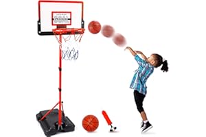 PEACURH Kids Basketball Hoop Indoor Adjustable Height 3.5ft-5.5ft Mini Toddler Basketball Hoop Outdoor Indoor Basketball Goal Backyard Outside Toys for 1 2 3 4 5 6 Year Old Boy Girl Gift for Age 1-3 2-4 3-5