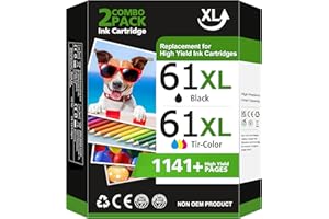 INKSTELLAR 61XL Printer Ink for HP 61 Ink Cartridge Combo Pack Replacement for HP Ink 61 XL Ink Cartridge Fit for HP Envy 4500 4502 5530 Officejet 4630 4635 Deskjet 1000 1010 1510 Printer (1 Black, 1 Tri-Color)