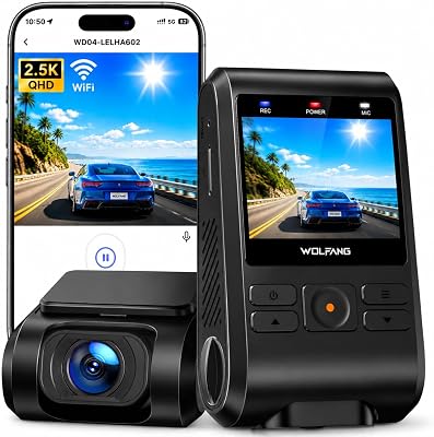 2.5K Dashcam Voiture, Wi-FI Caméra Voiture, IPS 2" Grand Angle 170°, G-Capteur, Mode Stationnement 24H, Vision Nocturne, Enregistrement en Boucle