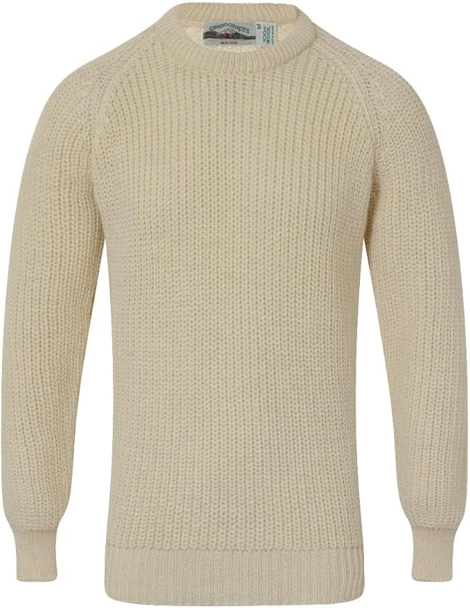 Fishermans Crew Neck Sweater 100 Wool Amazon.co.uk Clothing