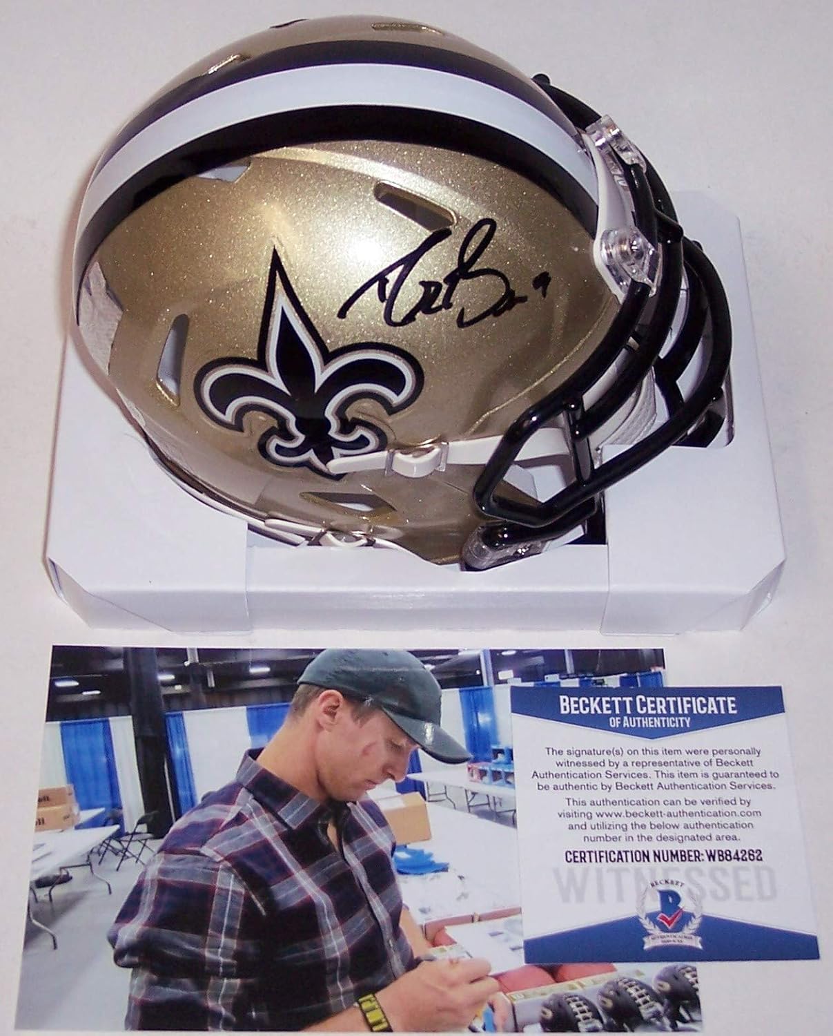Drew Brees Helmet Sticker - Amazon Com Drew Brees Autographed Hand Signed New Orleans Saints Riddell Speed Mini Football Helmet Bas Beckett Sports Collectibles