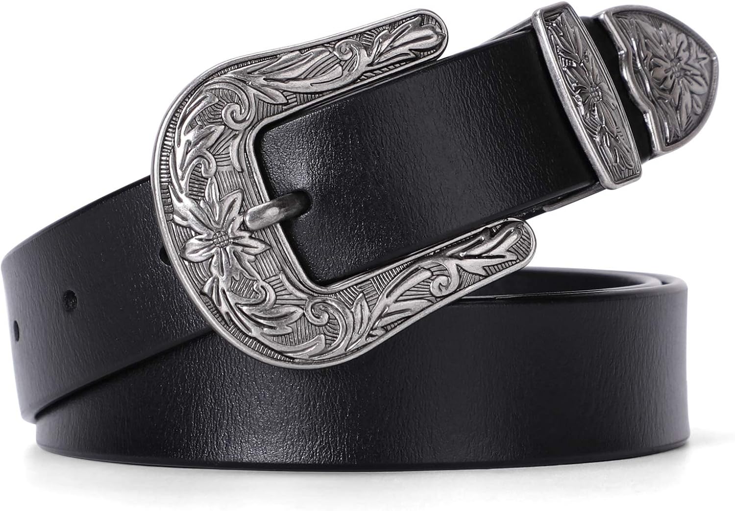 Viannchi Women's Cowboy Belt Genuine Leather Belt with Engraved