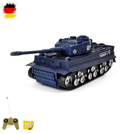 GERMAN TIGER I - RC R/C mini ferngesteuerter Panzer, Tank, Kettenfahrzeug, Schuss, Sound, Licht, Neu, 1:72, Schusssimulation 