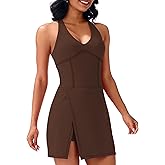 JOYSPELS 2025 Athletic Tennis Dress for Women with Built-in Bra & Shorts Pockets V Neck Spring Summer Dresses