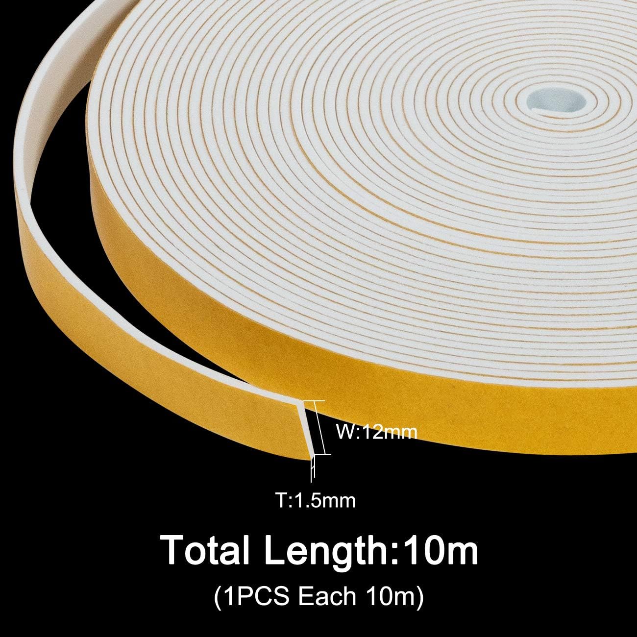 fowong Self Adhesive Weatherstripping 12mm Wide X 1.5mm Thick X 10M Long White Colour Closed Cell Foam Tape Home Window Door Draught Excluder - Image 3