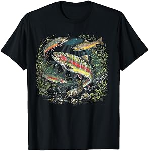 Vintage 90s River Wildlife Retro Rainbow Trout Nature T-Shirt