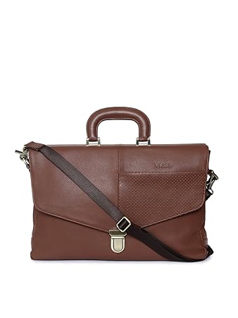 Viari tan Leather Briefcase
