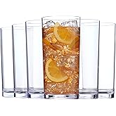 US Acrylic Classic Clear Plastic Reusable Drinking Glasses (Set of 6) 24oz Iced-Tea Cups | BPA-Free Tumblers, Made in USA | Top-Rack Dishwasher Safe