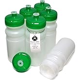 Rolling Sands USA Made 20 Ounce Sports Water Bottles - 6-Pack BPA-Free Blank Sports Bottles for Small Teams, Adults & Kids - Clear Frost Bottle/Green Lid, No Smell No Taste