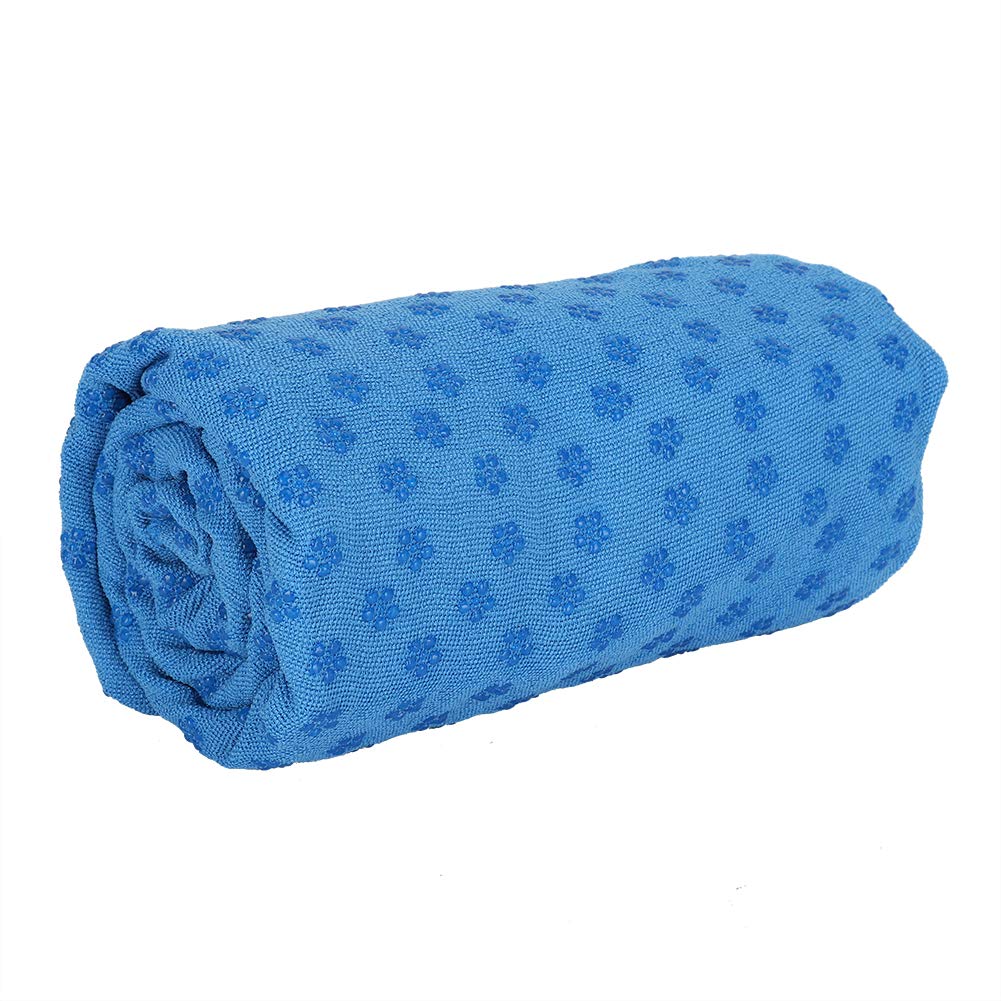 HERCHR 183 X 63cm Yoga Mat Towel with Corner Pockets, Anti Slip Yoga Mat Cover Towels, Soft Yoga Towel Fitness Exercise Blanket with Bag(Blue)