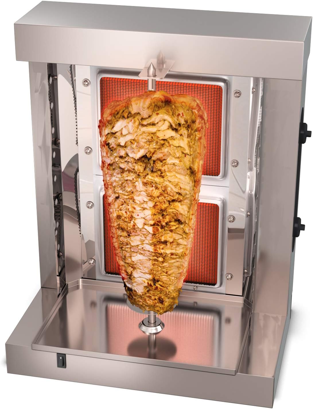 review Bioexcel Tacos Al Pastor Doner Kebab Shawarma Gas Burner Grill - Vertical Broiler - Automatic 2 Burners Machine with 10 Side Kebab Skewers Burners Propane Gas