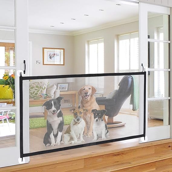 IBLUELOVER Magic Gate for Dogs Extra Wide Dog Mesh Gate Baby Safety