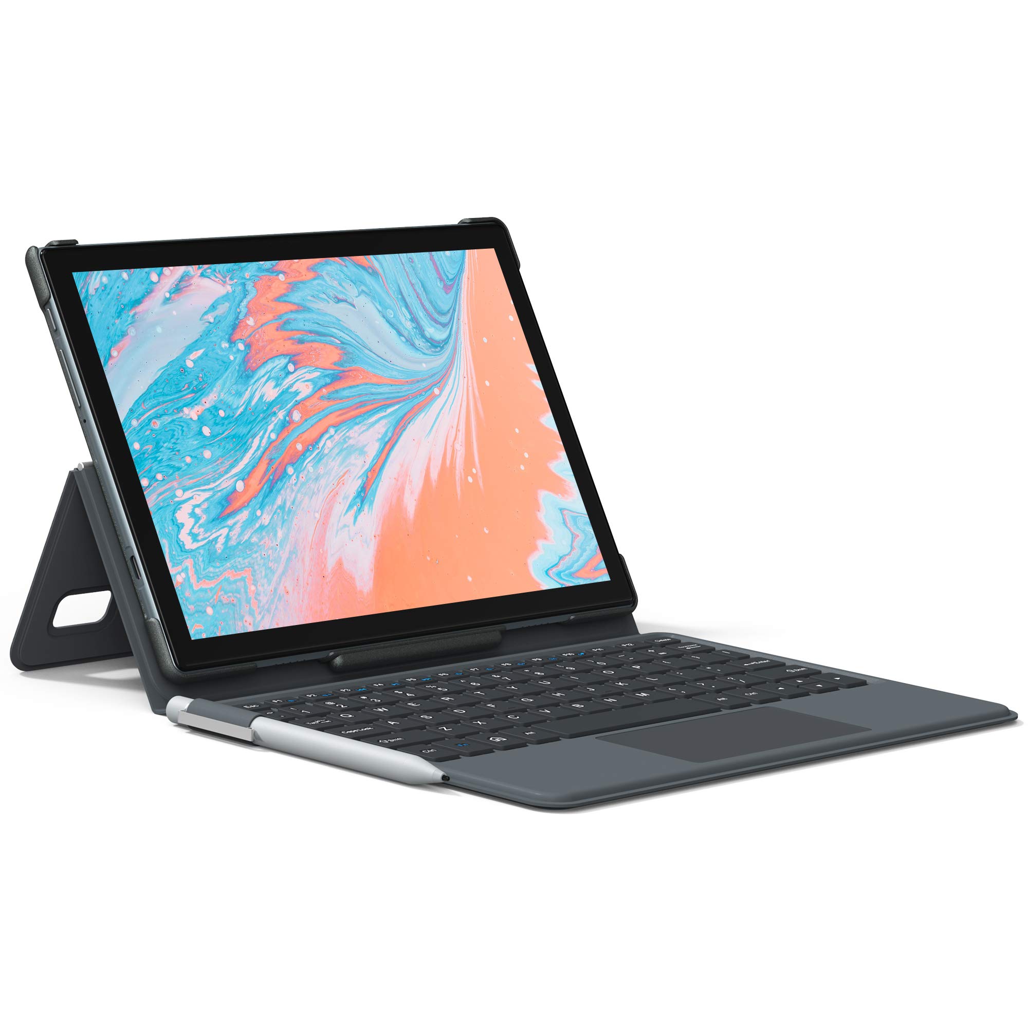 VASTKING KingPad K10 Pro Tablet with Keyboard and Pen, 10.1" Octa-Core Tablet, 4GB RAM, 64GB Storage, Android 10, 1080P Full HD 60Hz Screen Rate, 13MP Rear Camera, 5G WiFi, GPS, Silver Grey