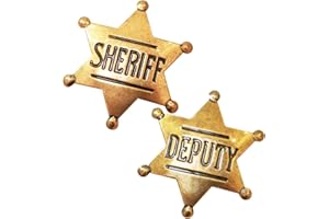 LUKGELYAM Sheriff Badges Metal Police Badges Pins for Boys and Girls Western Deputy Sheriff Badge for Cowboy Party Decoration Badge, Dress-Up Custom Badge, Themed Birthday Pin Badges Decorations